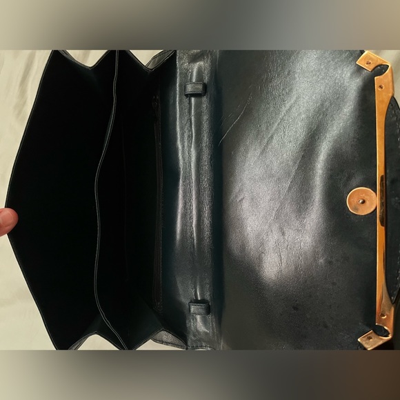 VINTAGE DARK NAVY BLUE ITALIAN "GD" CLUTCH PURSE - Picture 6 of 6